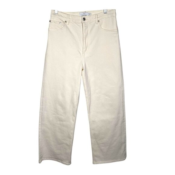& Other Stories Treasure Cut Wide Leg Jeans Size 30 High Waist Ankle Crop Cream - Picture 1 of 16